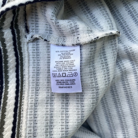 LOFT Black, Cream, Green Striped Mock Neck Sleeveless Top - Picture 4 of 6